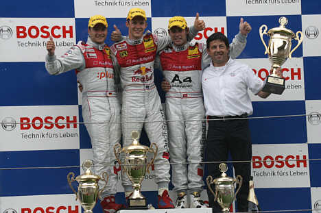 Audi top 3 kørerne på vej mod de tre podie placeringer, samt ikke mindst på podiet efter DTM løbet på Zandvoort.